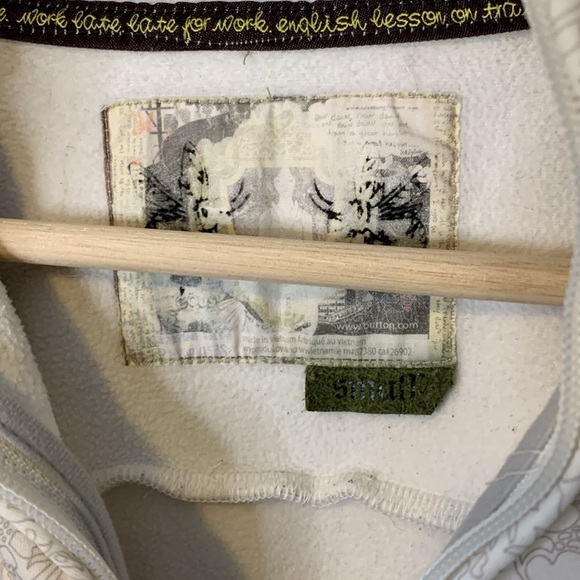 B By Burton White Gray Floral Print Asymmetrical Zippered Jacket Size Small - Picture 3 of 7